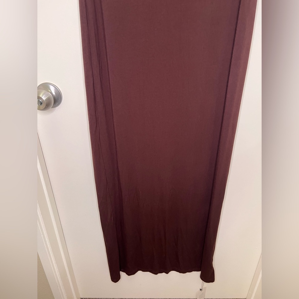 All The Ways NWT Chocolate Brown Off Shoulder Maxi spring wedding guest dress - Picture 8 of 14